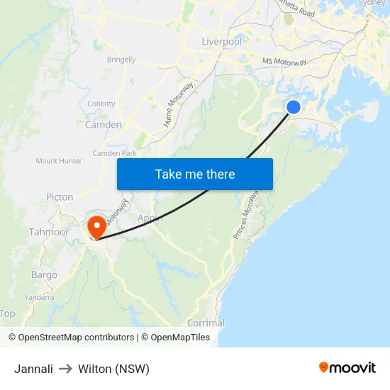Jannali to Wilton (NSW) map