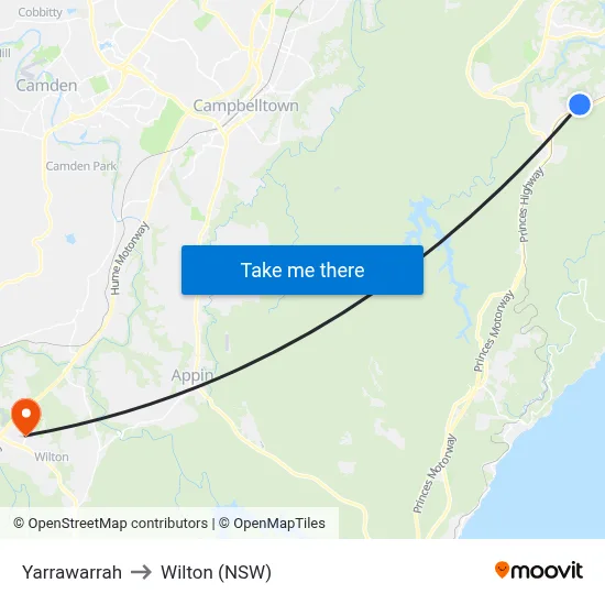 Yarrawarrah to Wilton (NSW) map