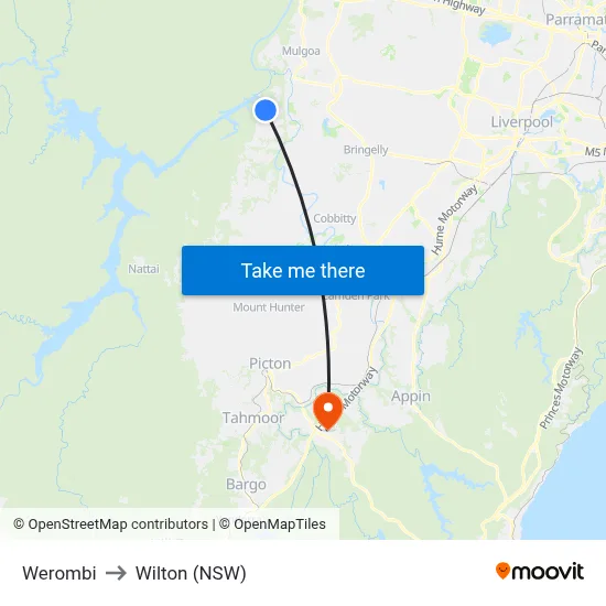 Werombi to Wilton (NSW) map