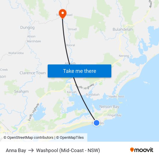 Anna Bay to Washpool (Mid-Coast - NSW) map