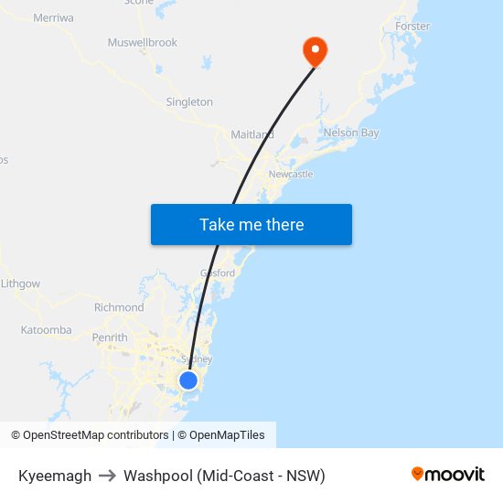 Kyeemagh to Washpool (Mid-Coast - NSW) map