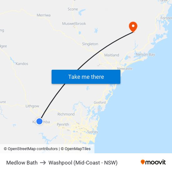 Medlow Bath to Washpool (Mid-Coast - NSW) map