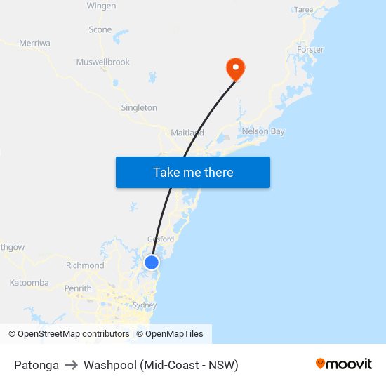 Patonga to Washpool (Mid-Coast - NSW) map