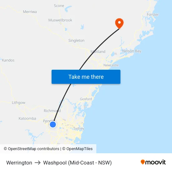Werrington to Washpool (Mid-Coast - NSW) map