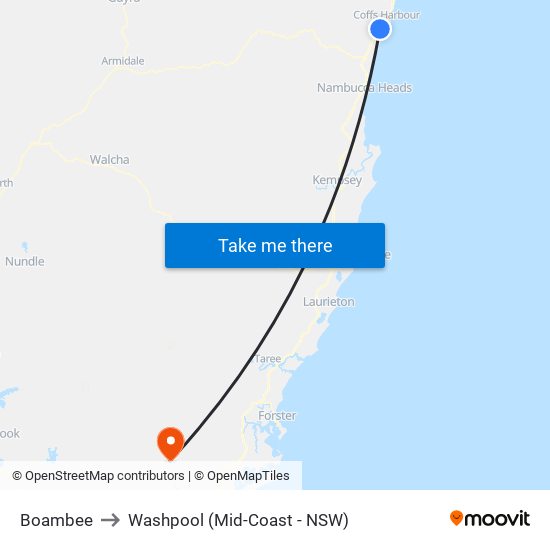Boambee to Washpool (Mid-Coast - NSW) map