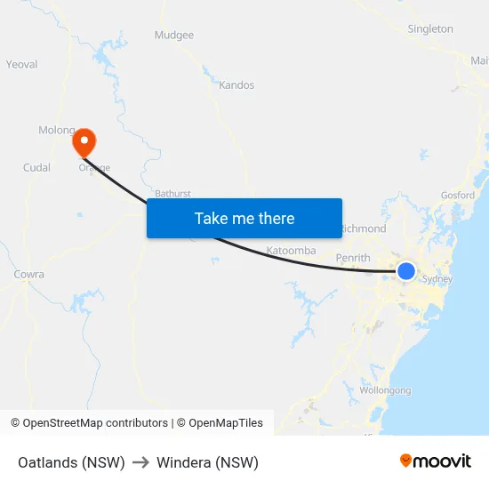 Oatlands (NSW) to Windera (NSW) map