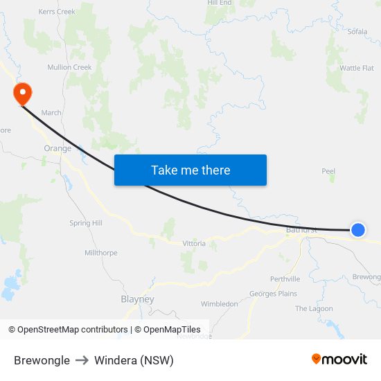 Brewongle to Windera (NSW) map