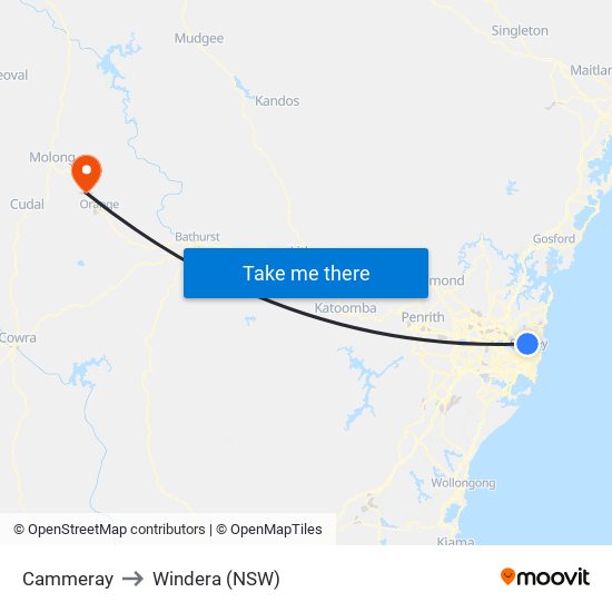 Cammeray to Windera (NSW) map