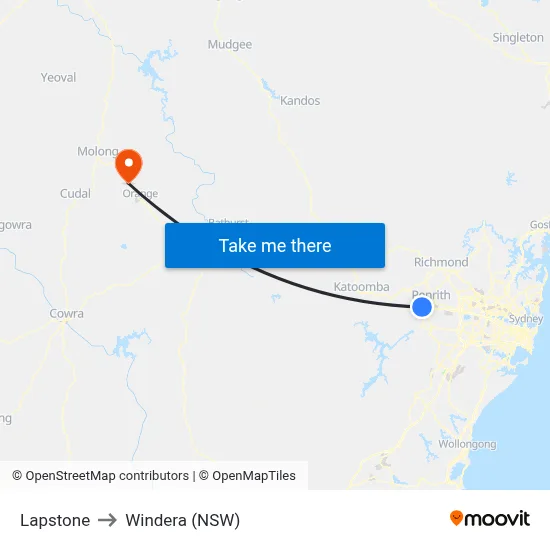 Lapstone to Windera (NSW) map