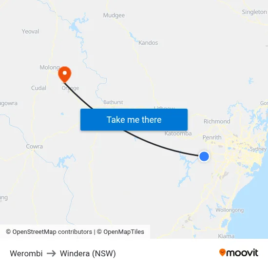 Werombi to Windera (NSW) map