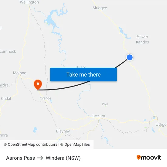 Aarons Pass to Windera (NSW) map
