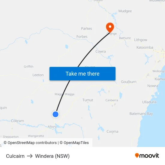 Culcairn to Windera (NSW) map