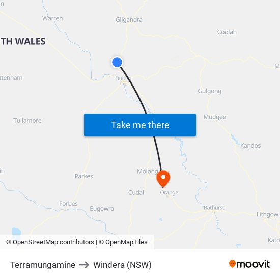 Terramungamine to Windera (NSW) map