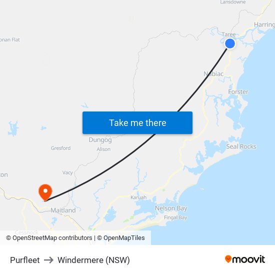 Purfleet to Windermere (NSW) map