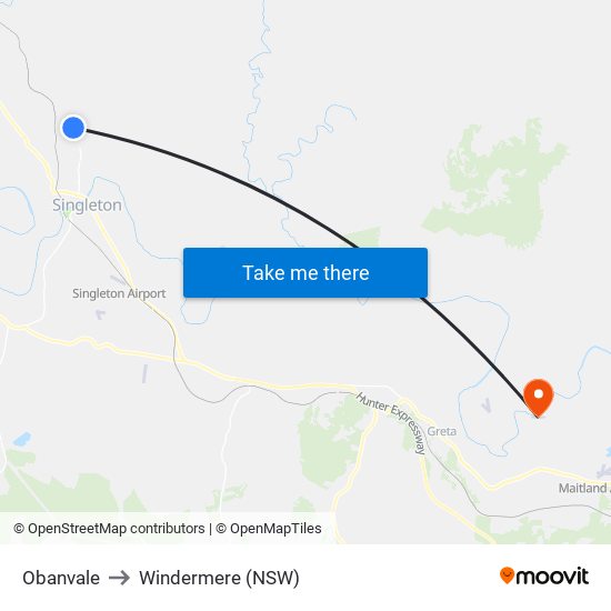 Obanvale to Windermere (NSW) map