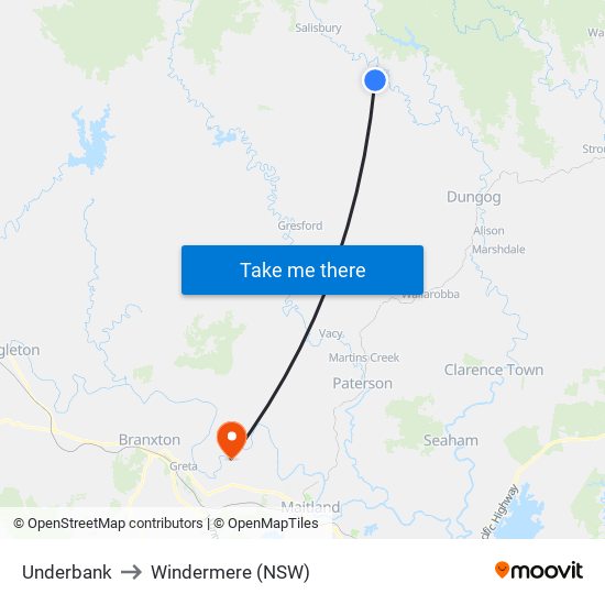Underbank to Windermere (NSW) map