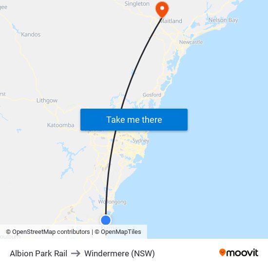 Albion Park Rail to Windermere (NSW) map