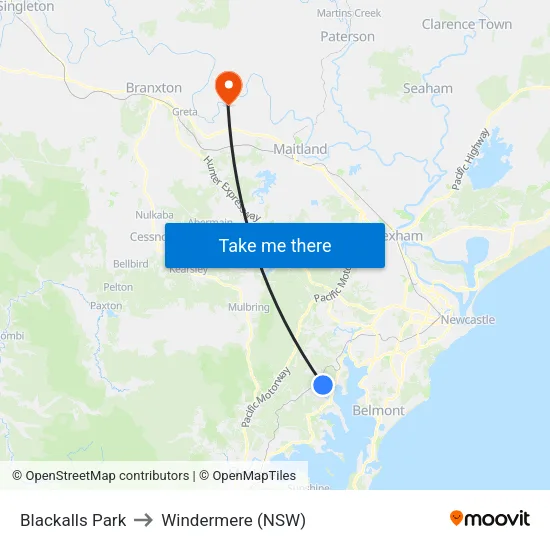 Blackalls Park to Windermere (NSW) map