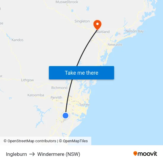 Ingleburn to Windermere (NSW) map