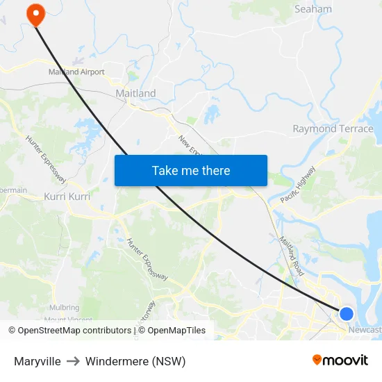 Maryville to Windermere (NSW) map