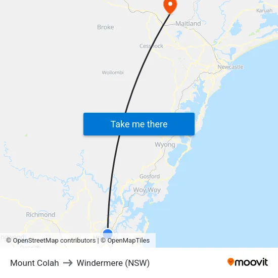 Mount Colah to Windermere (NSW) map
