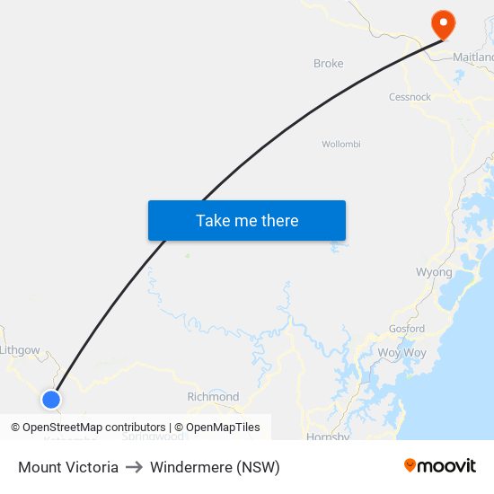 Mount Victoria to Windermere (NSW) map