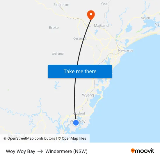 Woy Woy Bay to Windermere (NSW) map