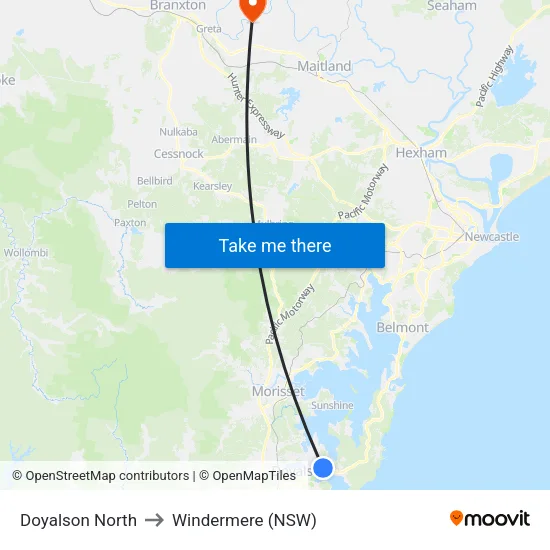 Doyalson North to Windermere (NSW) map