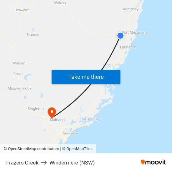 Frazers Creek to Windermere (NSW) map