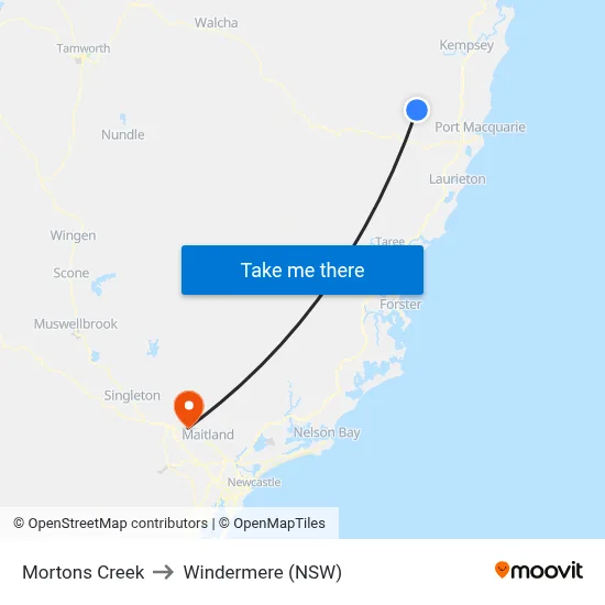 Mortons Creek to Windermere (NSW) map
