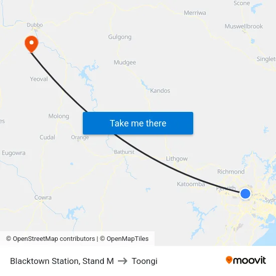Blacktown Station, Stand M to Toongi map