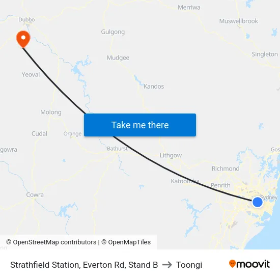 Strathfield Station, Everton Rd, Stand B to Toongi map