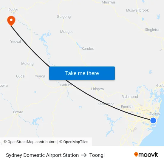 Sydney Domestic Airport Station to Toongi map