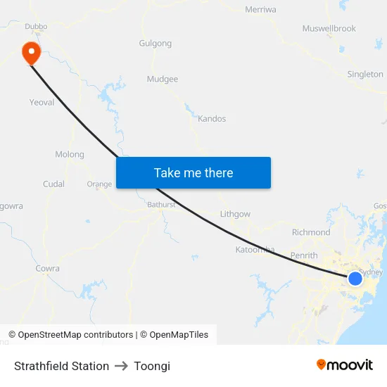 Strathfield Station to Toongi map