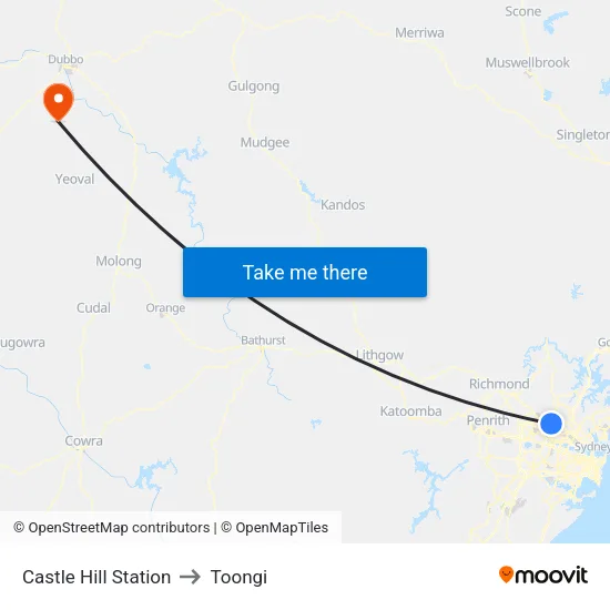 Castle Hill Station to Toongi map