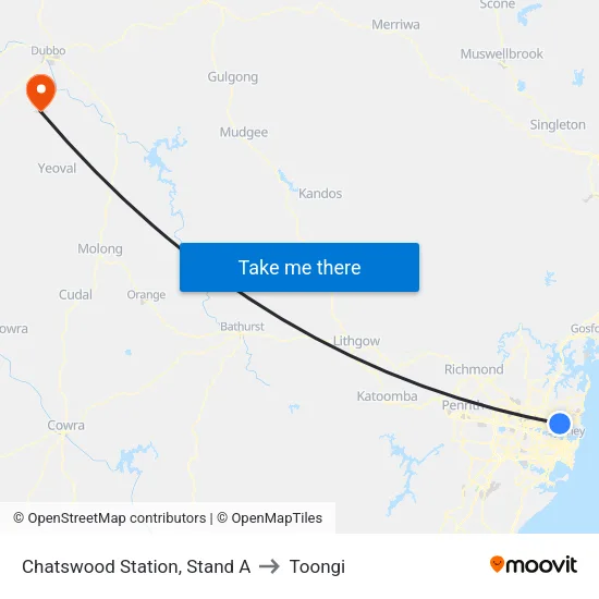 Chatswood Station, Stand A to Toongi map