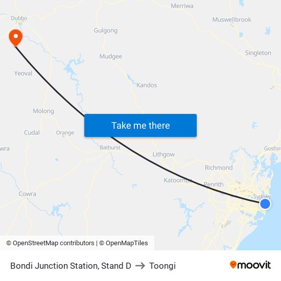 Bondi Junction Station, Stand D to Toongi map