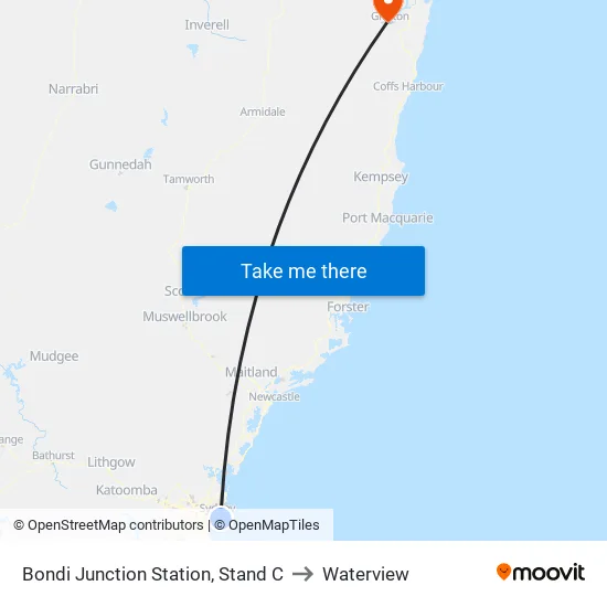 Bondi Junction Station, Stand C to Waterview map