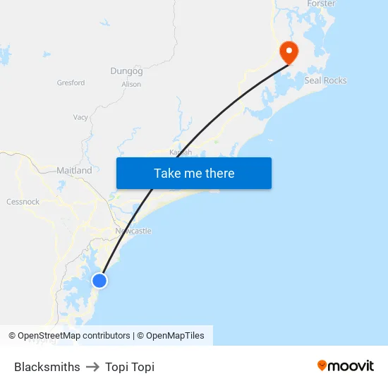 Blacksmiths to Topi Topi map