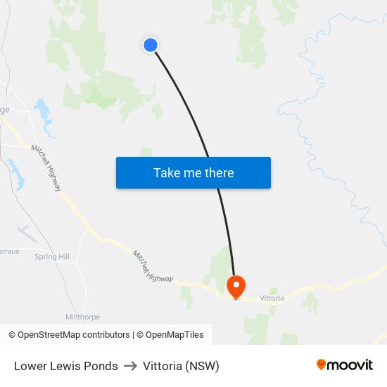 Lower Lewis Ponds to Vittoria (NSW) map