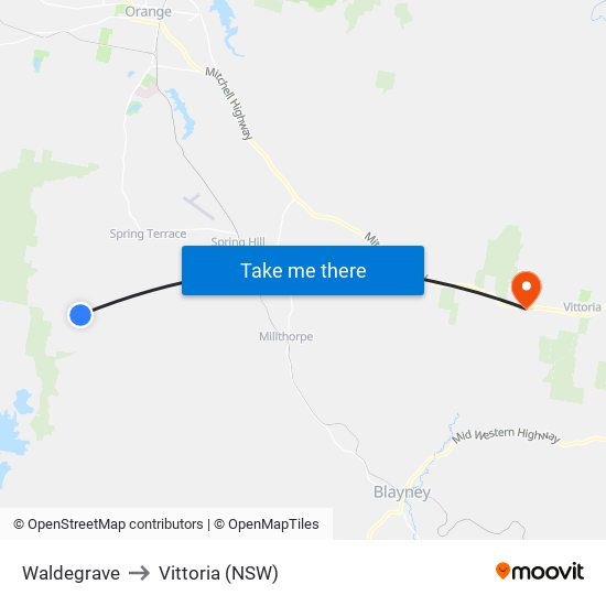 Waldegrave to Vittoria (NSW) map