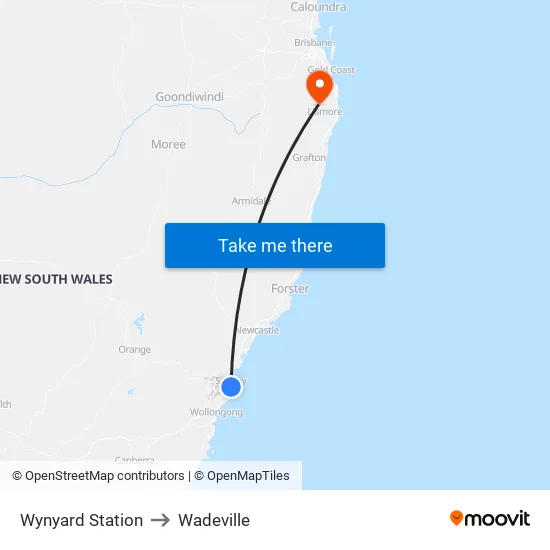 Wynyard Station to Wadeville map