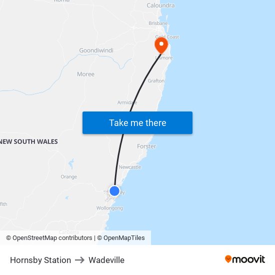 Hornsby Station to Wadeville map