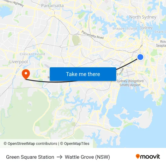 Green Square Station to Wattle Grove (NSW) map