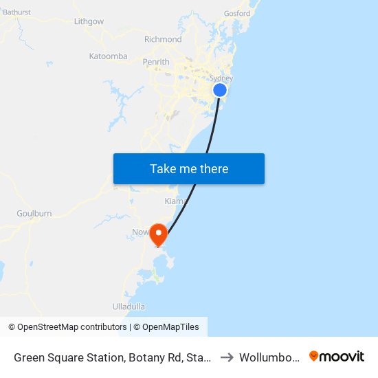 Green Square Station, Botany Rd, Stand C to Wollumboola map