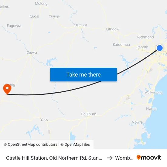 Castle Hill Station, Old Northern Rd, Stand C to Wombat map