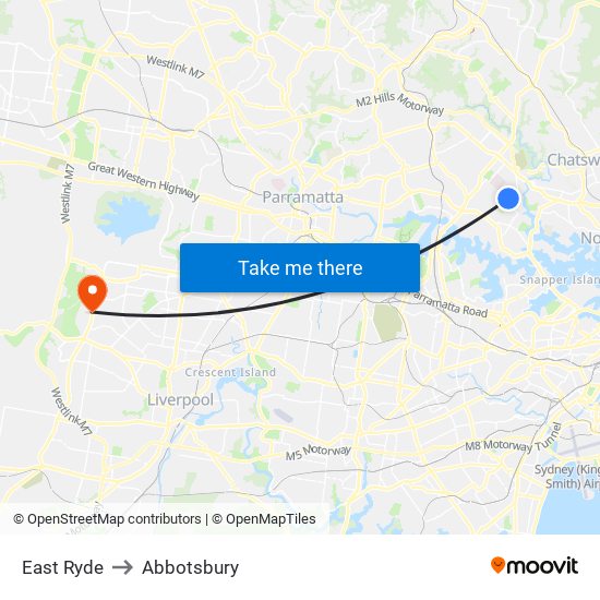 East Ryde to Abbotsbury map