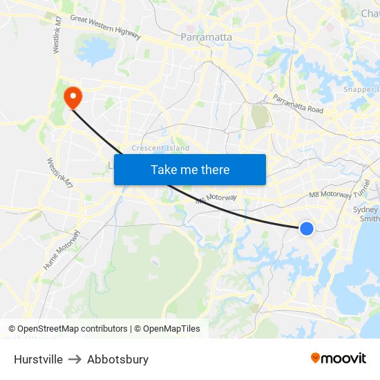 Hurstville to Abbotsbury map