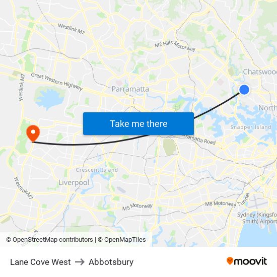 Lane Cove West to Abbotsbury map