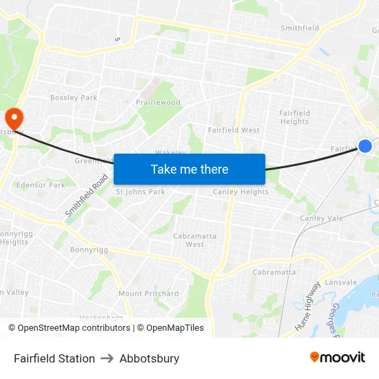 Fairfield Station to Abbotsbury map